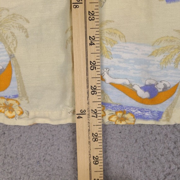 Big Dogs Hawaiian Shirt Men's Medium Yellow Linen Blend Button Down Get Er Done - Picture 12 of 12